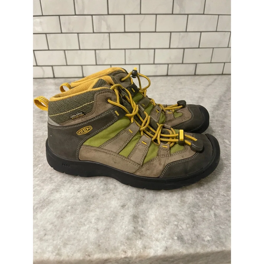 Keen Hiking Boots Kids Size 5 Brown Olive Yellow Waterproof Keen.Dry 1018003